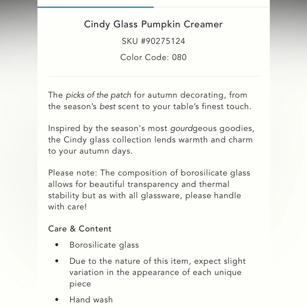 LAST ONE🔥Cindy glass pumpkin creamer by Anthropologie